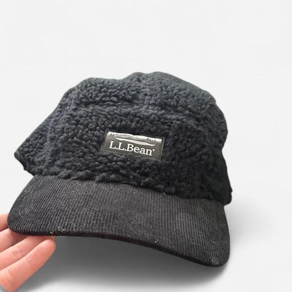 LL Bean All-Black Sherpa Cord Five-Panel Cap – Gorpcore Trail Utility Hat - Picture 2 of 6